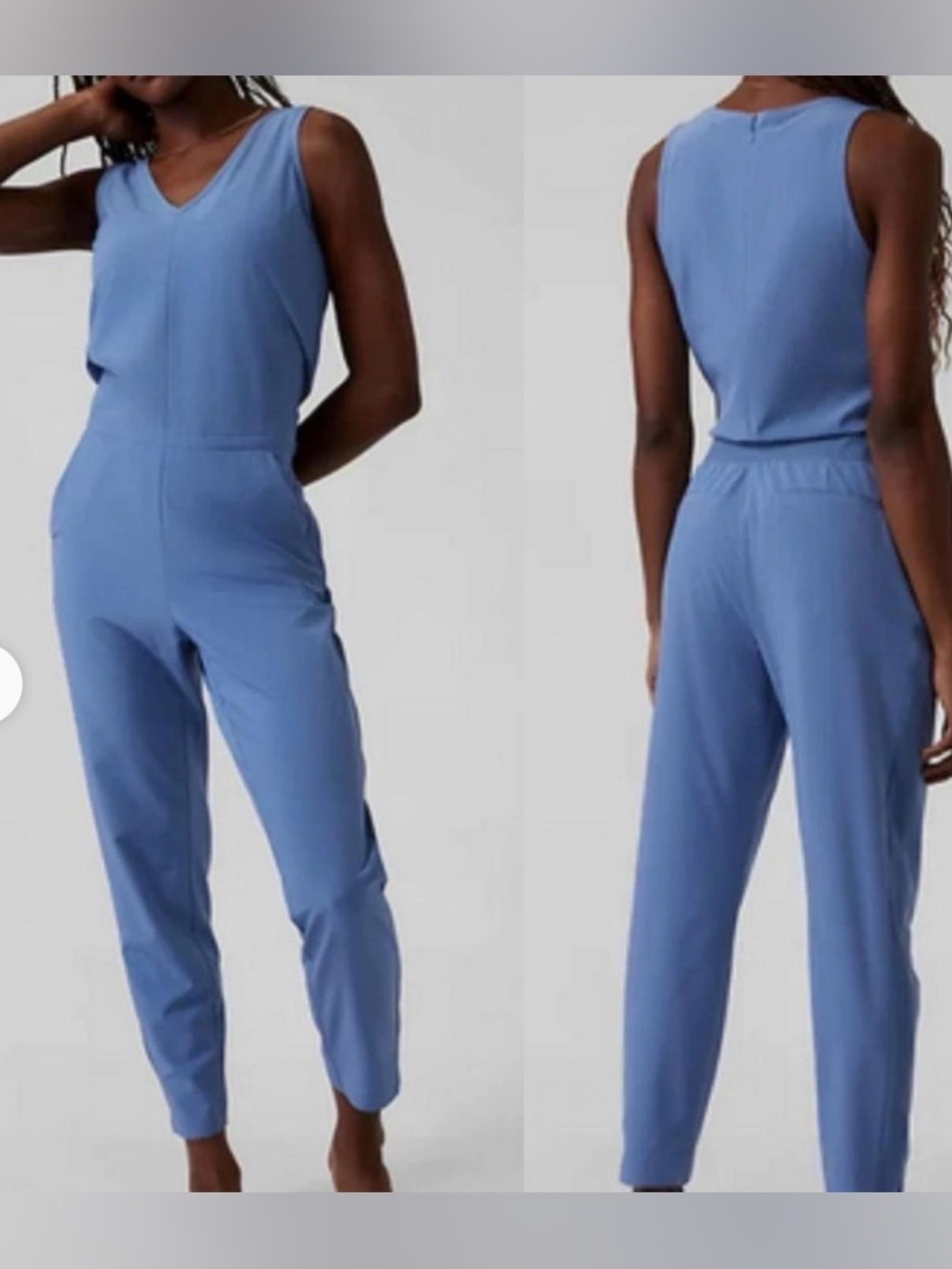 Athleta Brooklyn Sleeveless Activewear Women’s Jumpsuit in Blue, size 14 petite